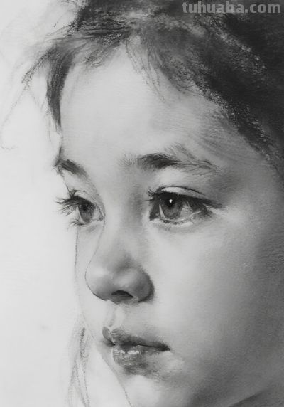 素描画，清纯的女孩子 - 图画吧TUHUABA