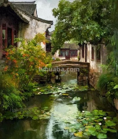 水彩江南古镇庭院 - 今日头条