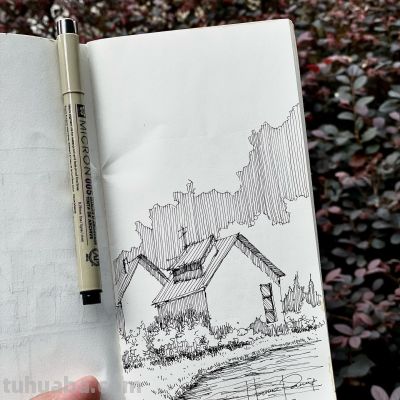 一组钢笔速写风景，从最简单的地方开始 - 图画吧TUHUABA