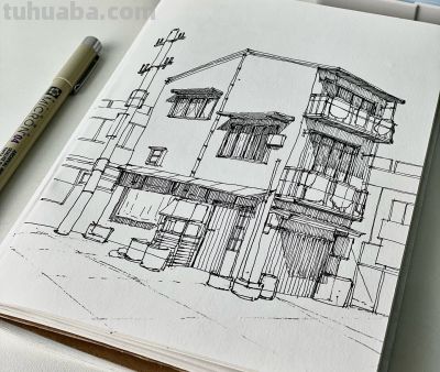 一组钢笔速写风景，从最简单的地方开始 - 图画吧TUHUABA