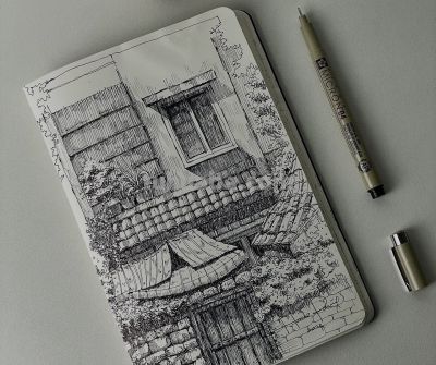 一组钢笔速写风景，从最简单的地方开始 - 图画吧TUHUABA