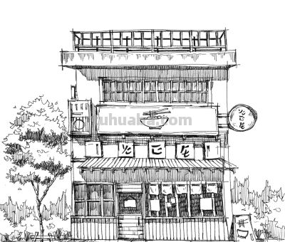 一组钢笔速写风景，从最简单的地方开始 - 图画吧TUHUABA