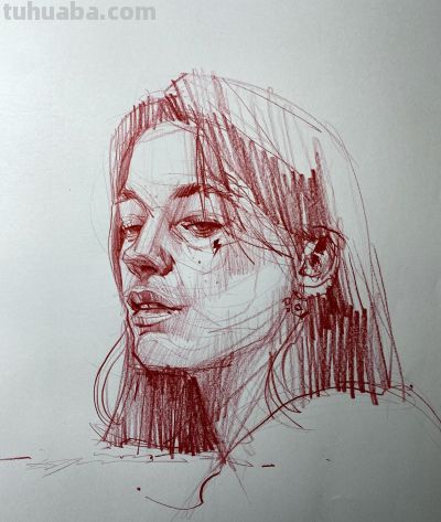 真是服气了！她的速写头像看着真简单，真帅 - 图画吧TUHUABA