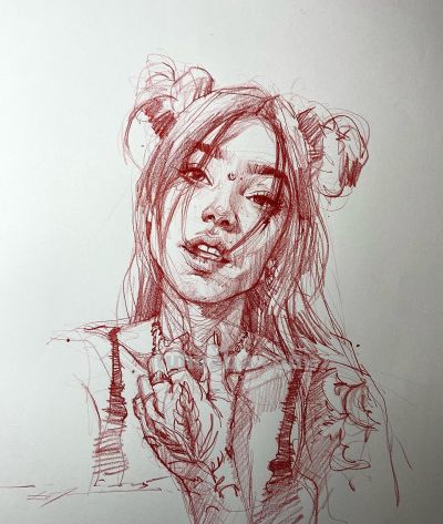 真是服气了！她的速写头像看着真简单，真帅 - 图画吧TUHUABA