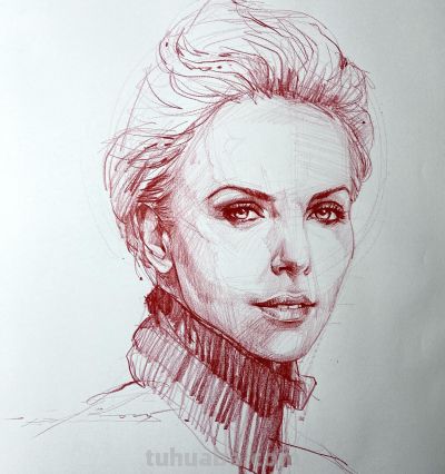 真是服气了！她的速写头像看着真简单，真帅 - 图画吧TUHUABA