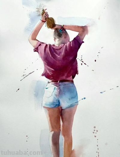 流光溢彩｜Eudes Correia水彩画人物速写作品欣赏 - 图画吧TUHUABA
