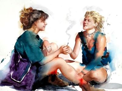 流光溢彩｜Eudes Correia水彩画人物速写作品欣赏 - 图画吧TUHUABA