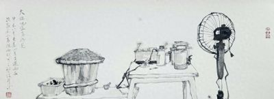 王磐德速写作品欣赏（七）：瓦屋山农家店 - 图画吧TUHUABA