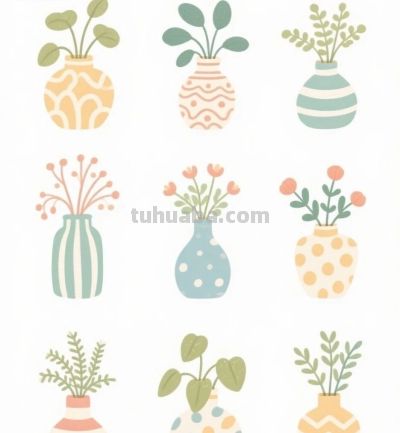 一组简单又清新的花草简笔画 - 图画吧TUHUABA