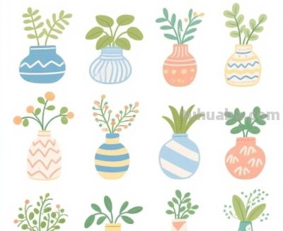 一组简单又清新的花草简笔画 - 图画吧TUHUABA