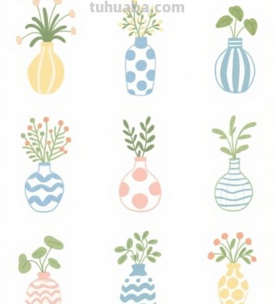 一组简单又清新的花草简笔画 - 图画吧TUHUABA