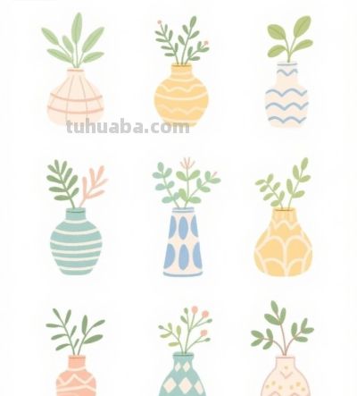 一组简单又清新的花草简笔画 - 图画吧TUHUABA