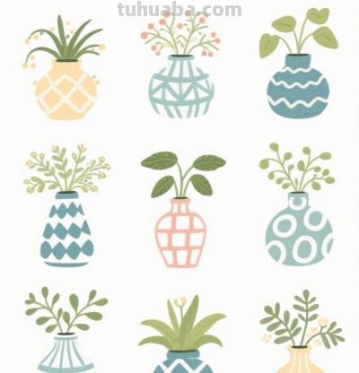 一组简单又清新的花草简笔画 - 图画吧TUHUABA