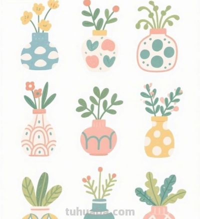 一组简单又清新的花草简笔画 - 图画吧TUHUABA