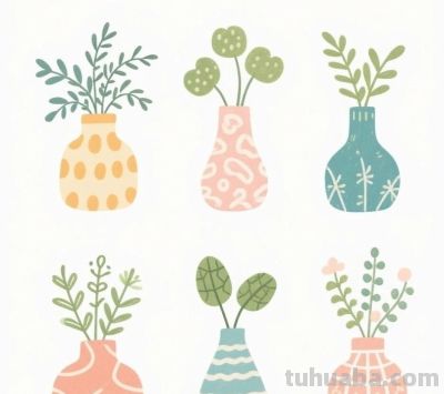 一组简单又清新的花草简笔画 - 图画吧TUHUABA