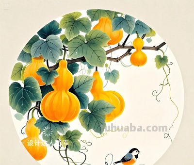简约插画｜治愈系插画｜葫芦和小鸟 - 图画吧TUHUABA
