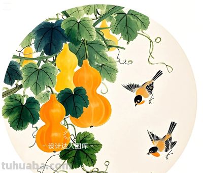 简约插画｜治愈系插画｜葫芦和小鸟 - 图画吧TUHUABA