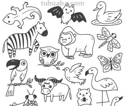 够你画10年了！2000个动物简笔画线稿，收藏备用 - 图画吧TUHUABA