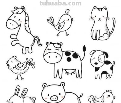 够你画10年了！2000个动物简笔画线稿，收藏备用 - 图画吧TUHUABA