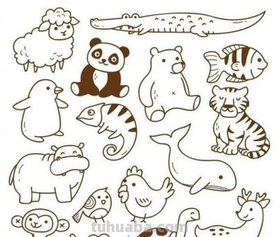 够你画10年了！2000个动物简笔画线稿，收藏备用 - 图画吧TUHUABA