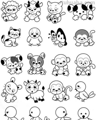 够你画10年了！2000个动物简笔画线稿，收藏备用 - 图画吧TUHUABA