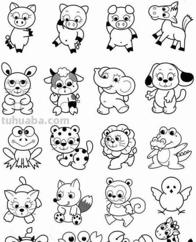 够你画10年了！2000个动物简笔画线稿，收藏备用 - 图画吧TUHUABA