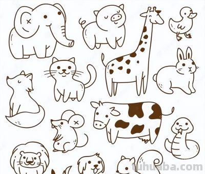 够你画10年了！2000个动物简笔画线稿，收藏备用 - 图画吧TUHUABA