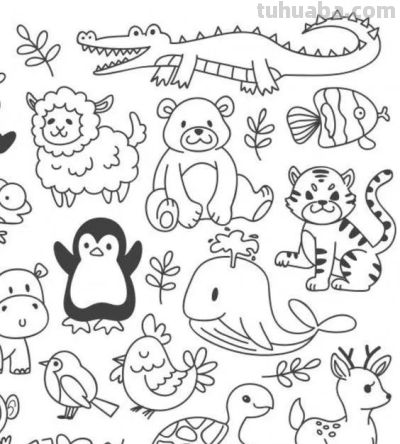 够你画10年了！2000个动物简笔画线稿，收藏备用 - 图画吧TUHUABA