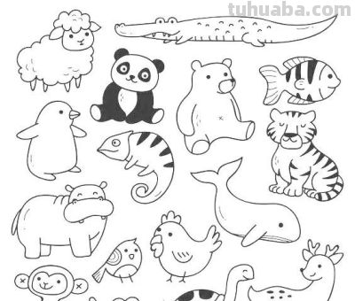 300个动物简笔画线稿，收藏备用 - 图画吧TUHUABA