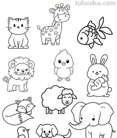 300个动物简笔画线稿，收藏备用 - 图画吧TUHUABA