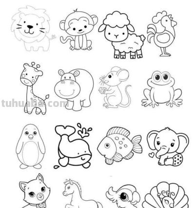300个动物简笔画线稿，收藏备用 - 图画吧TUHUABA