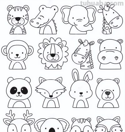 300个动物简笔画线稿，收藏备用 - 图画吧TUHUABA