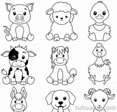 300个动物简笔画线稿，收藏备用 - 图画吧TUHUABA