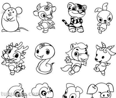 300个动物简笔画线稿，收藏备用 - 图画吧TUHUABA