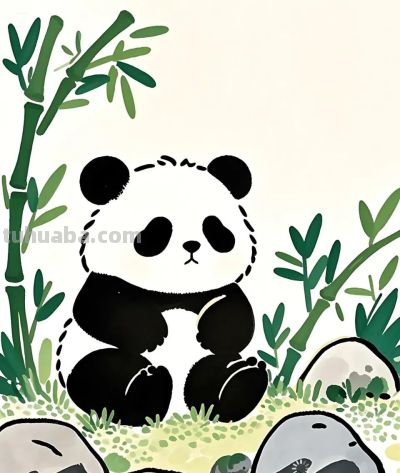 简笔画｜简约插画｜可爱的熊猫 - 图画吧TUHUABA