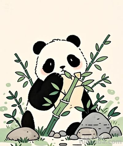 简笔画｜简约插画｜可爱的熊猫 - 图画吧TUHUABA