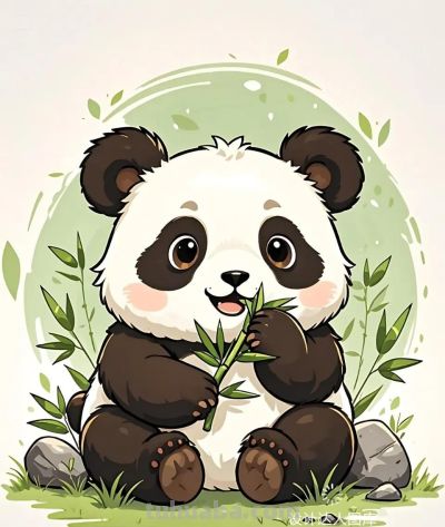 简笔画｜简约插画｜可爱的熊猫 - 图画吧TUHUABA