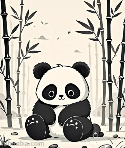 简笔画｜简约插画｜可爱的熊猫 - 图画吧TUHUABA