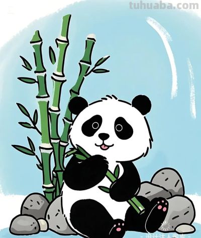 简笔画｜简约插画｜可爱的熊猫 - 图画吧TUHUABA