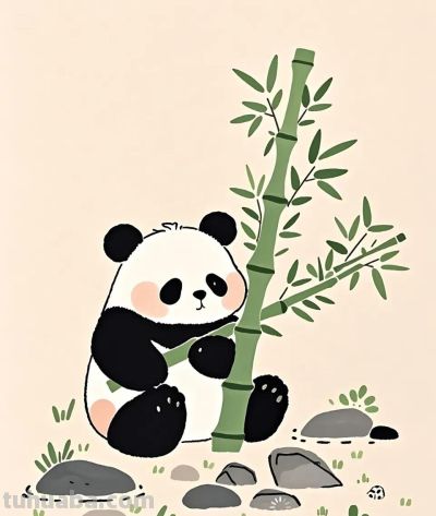 简笔画｜简约插画｜可爱的熊猫 - 图画吧TUHUABA
