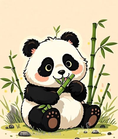 简笔画｜简约插画｜可爱的熊猫 - 图画吧TUHUABA