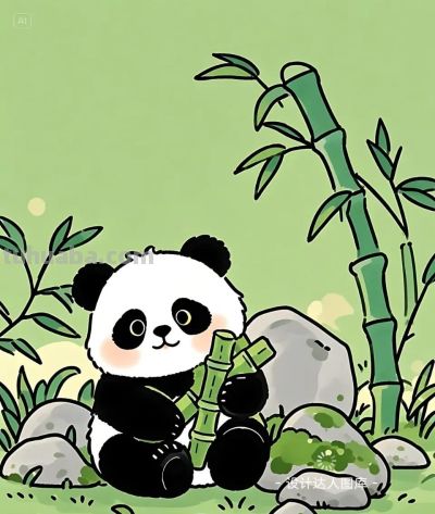 简笔画｜简约插画｜可爱的熊猫 - 图画吧TUHUABA
