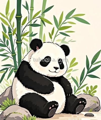 简笔画｜简约插画｜可爱的熊猫 - 图画吧TUHUABA