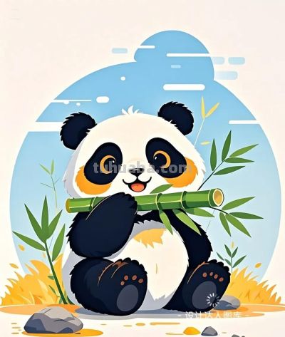 简笔画｜简约插画｜可爱的熊猫 - 图画吧TUHUABA