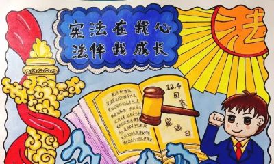 53张宪法手抄报合集：成长路上与法同行，一起学法守法！ - 图画吧TUHUABA