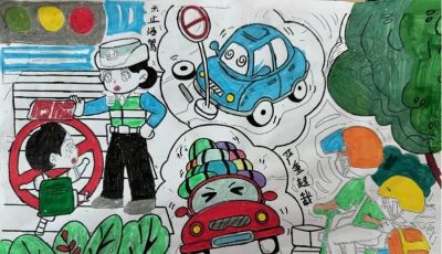 走进这场手抄报作品展！看鸡山小学孩子们笔下的文明交通 - 图画吧TUHUABA