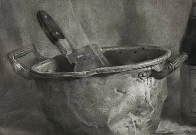 一组艺考范本级别的素描静物作品，写实表现力极强，画出真实质感 - 图画吧TUHUABA