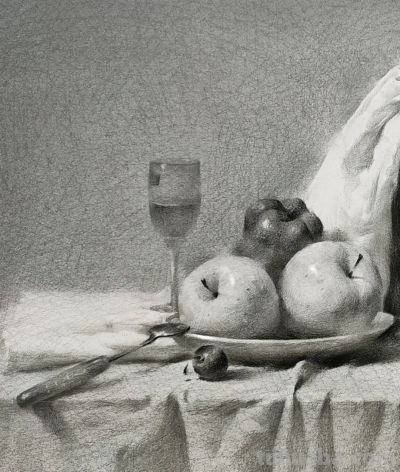 一组艺考范本级别的素描静物作品，写实表现力极强，画出真实质感 - 图画吧TUHUABA