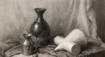 一组艺考范本级别的素描静物作品，写实表现力极强，画出真实质感 - 图画吧TUHUABA