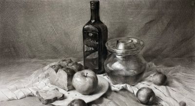 一组艺考范本级别的素描静物作品，写实表现力极强，画出真实质感 - 图画吧TUHUABA